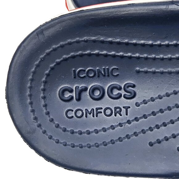 🔵 Crocs Navy Blue Slides – Iconic Comfort, Red Logo & Jibbitz-Ready Style W9/M7 - Picture 9 of 9